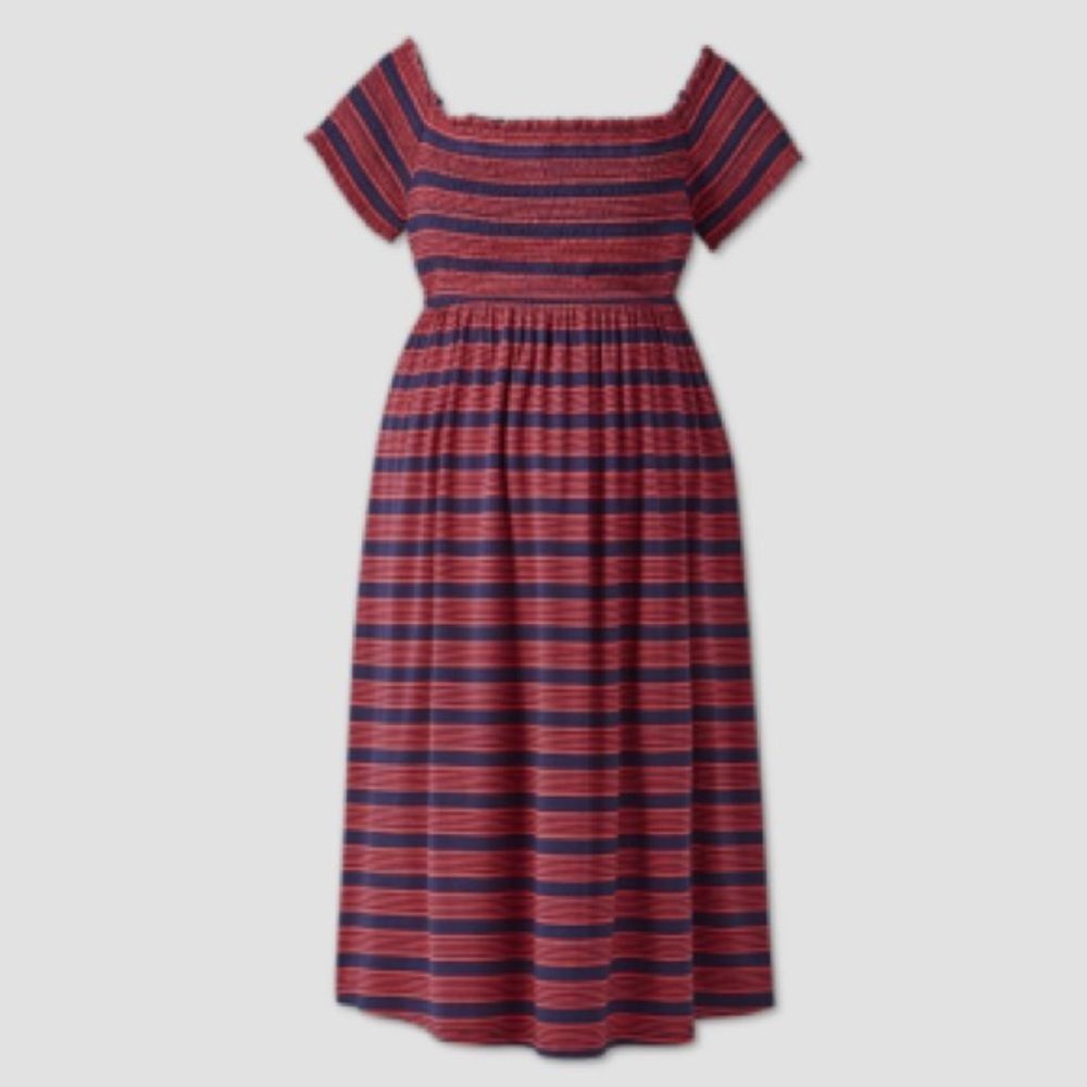 NWT Isabel Maternity Short Sleeve Strip Maxi Dress